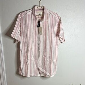 Men’s M Civil Society Red and White Striped Button-Down Shirt NWT